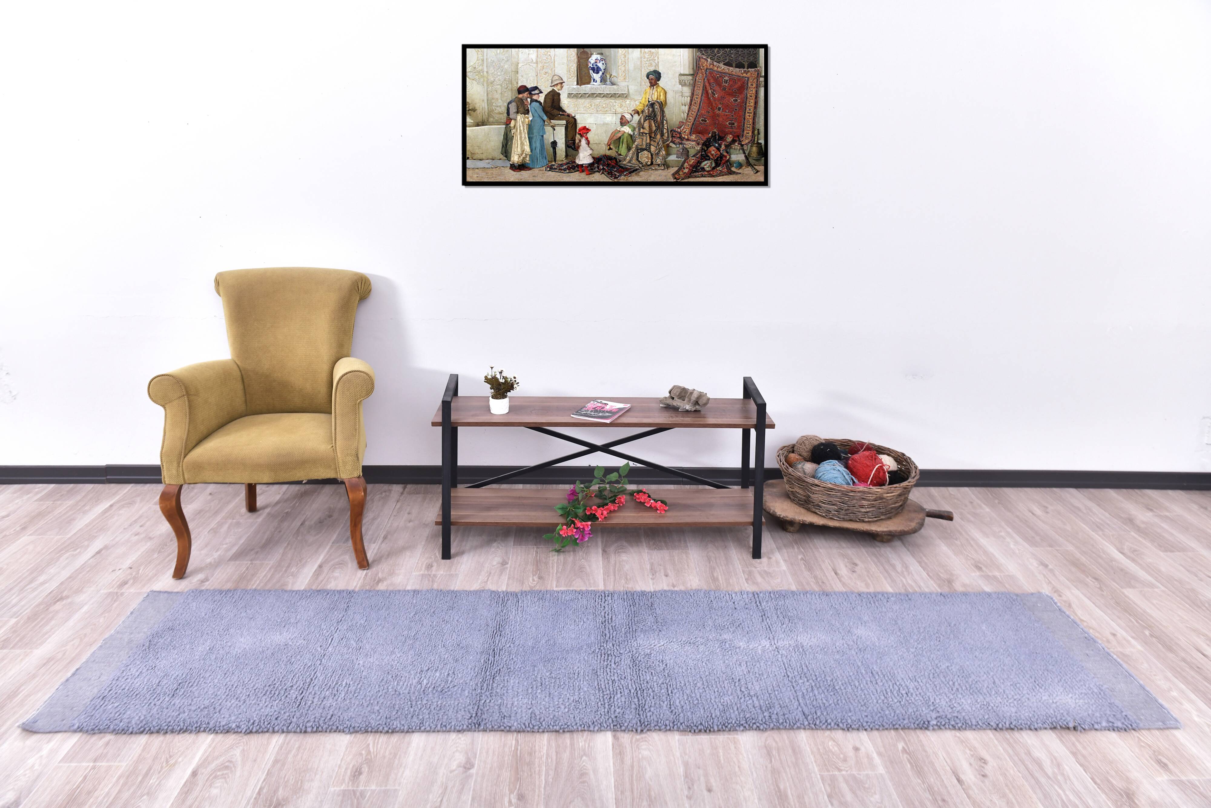 Blue Vintage Runner Rug 66x303Cm SK 240771