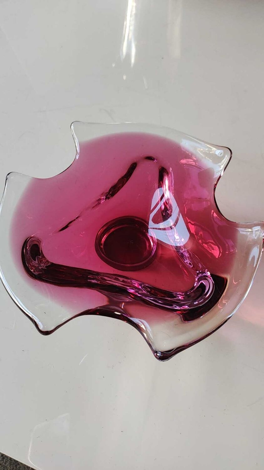 Empty pocket Murano design, blown Art glass, pink tones