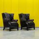 Vintage leather chesterfield wingback armchair (price is for one)