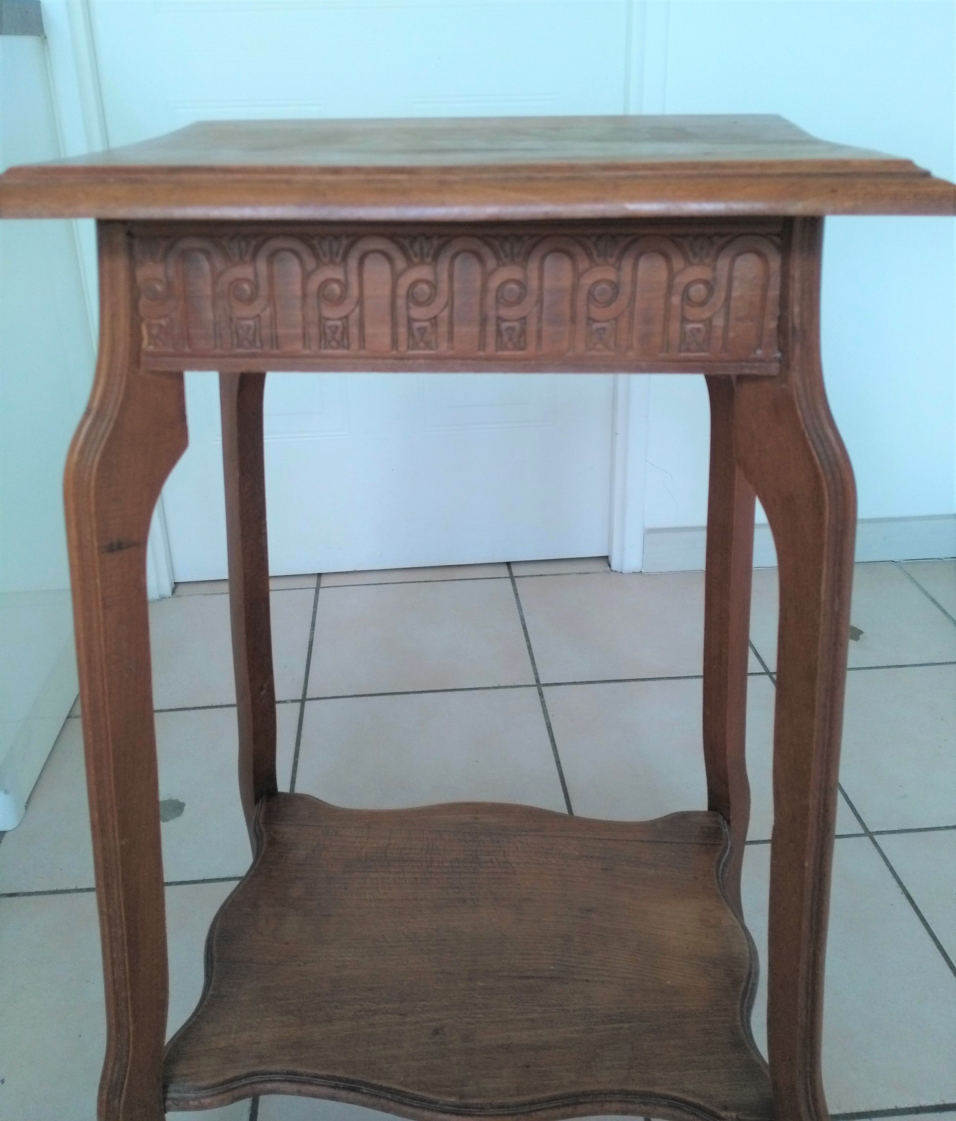 Art Deco side table wooden top