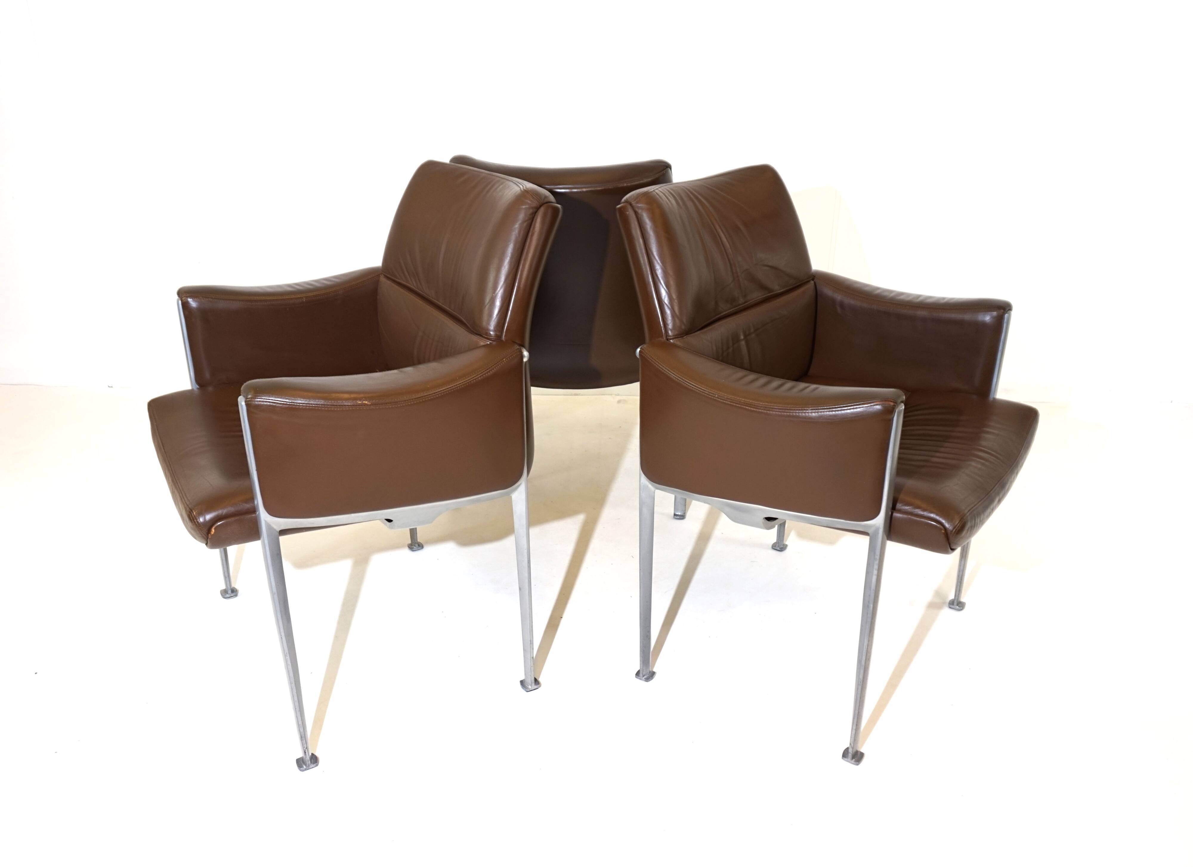 Röder Söhne Set of 3 leather office/dining room chairs by Miller Borgsen