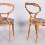 Ensemble Biedermeier restauré de quatre chaises en chêne et noyer, Vienne, Autriche, années 1820