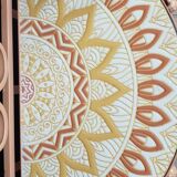 Wrought iron and ceramic half-moon shelf