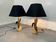 Vintage Bronze, Brass and Travertin Table Lamps in the manner of Maison Charles, 1970s, Set of 2