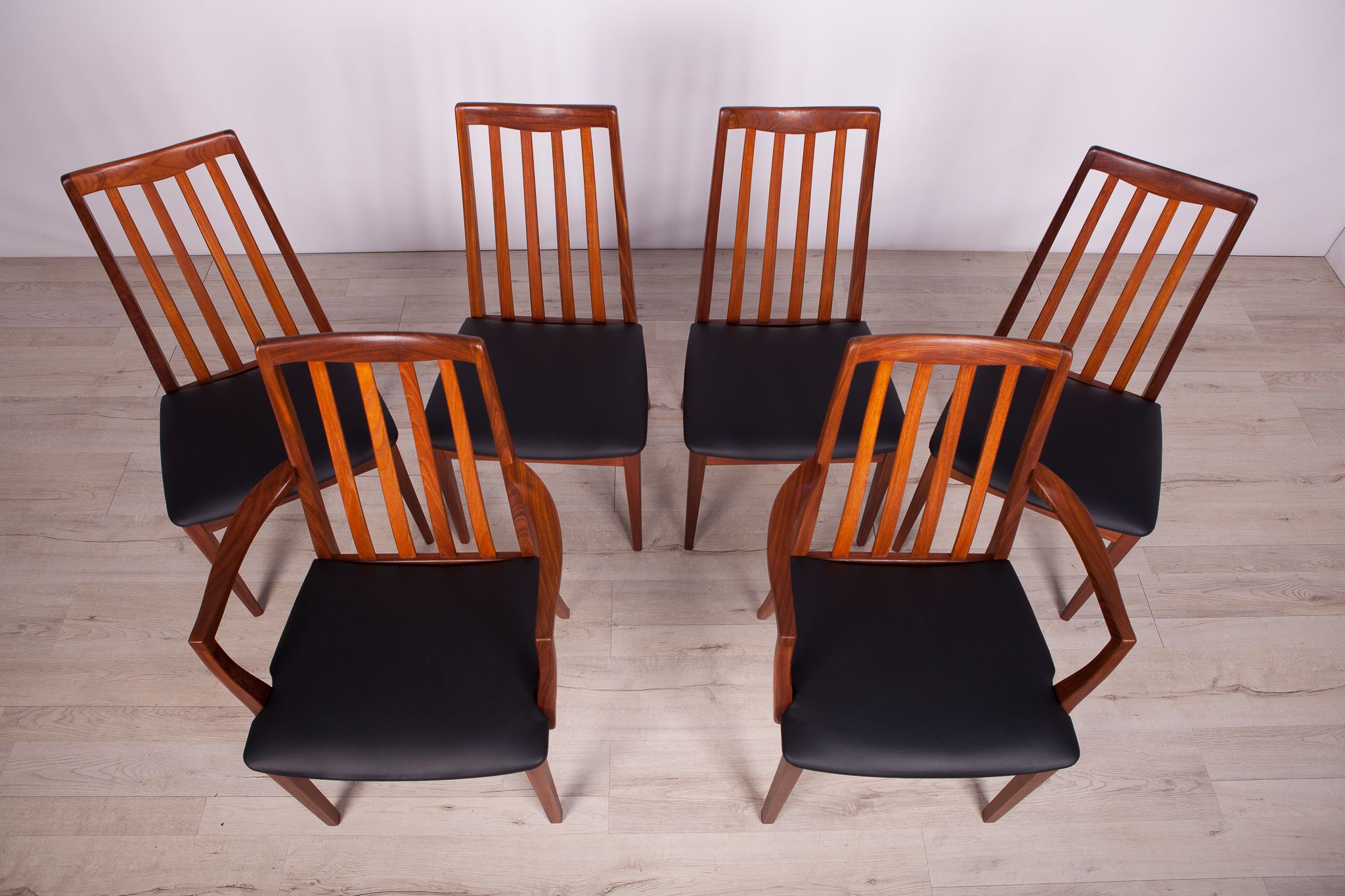 Mid Century Teak & Leather Dining Chairs by Leslie Dandy for G-Plan, 1960