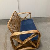 Exclusive Six Strand Rectangular Rattan 3-Seat Sofa after Paul Frankl, 50s