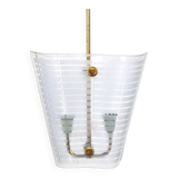 Opaline glass and brass lamp, 1950s