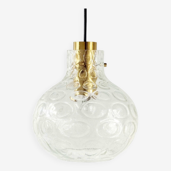 Mid-Century Bubble Glass & Brass Ceiling Lamp by Helena Tynell for Limburg, Germany, 1960s