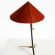 Large Kalmar Mid-Century tripod brass table lamp with a new fabric shade