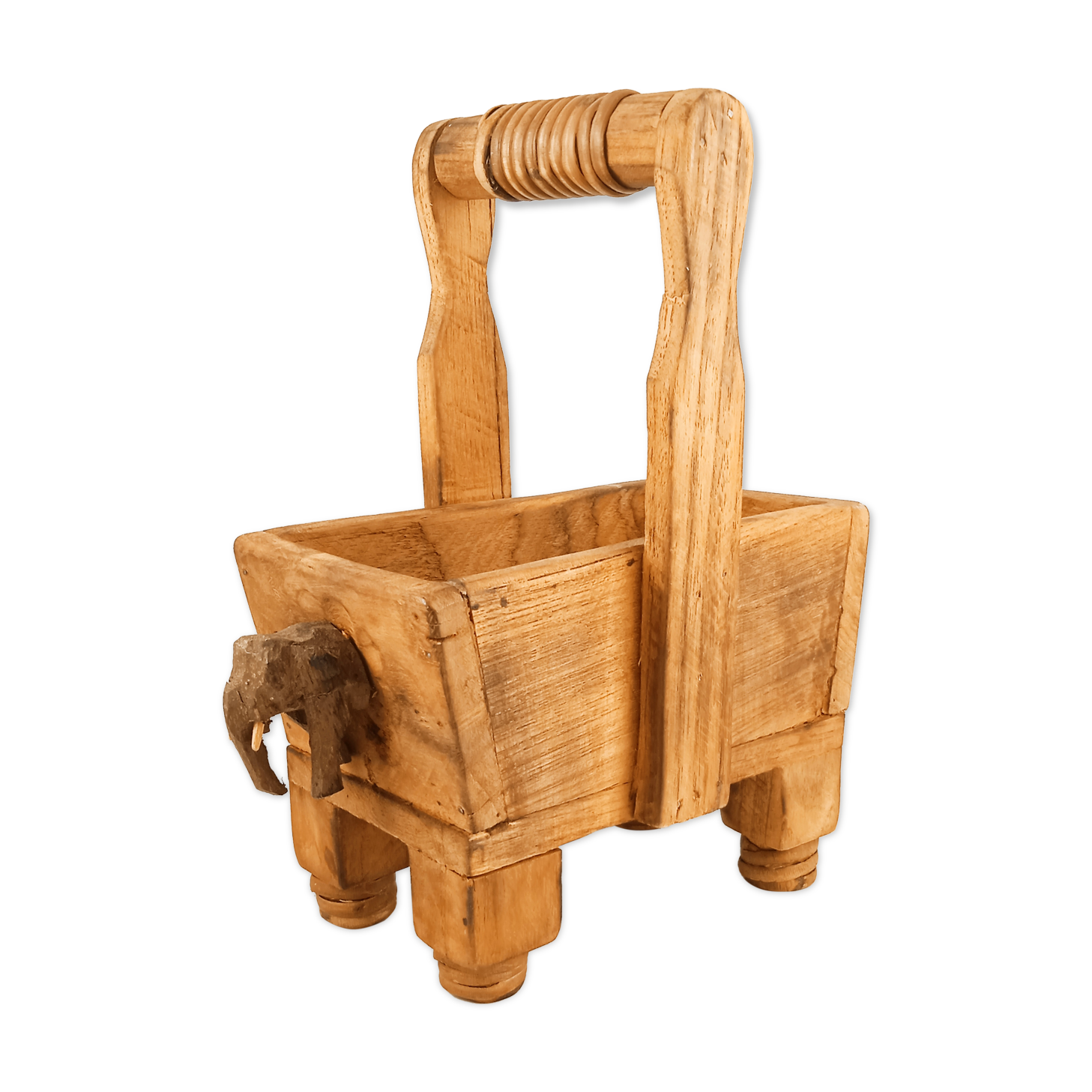 Indian wooden elephant pot cache 40s
