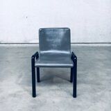 Postmodern Leather Dining Chairs, Italy, 1980s, Set of 4