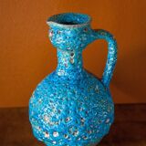 Fat Lava turquoise ceramic vase, ceramic pitcher, sea foam, blue crater vase, turquoise emaux