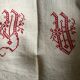 Nappe en toile de chanvre brut 19e brodée XXL