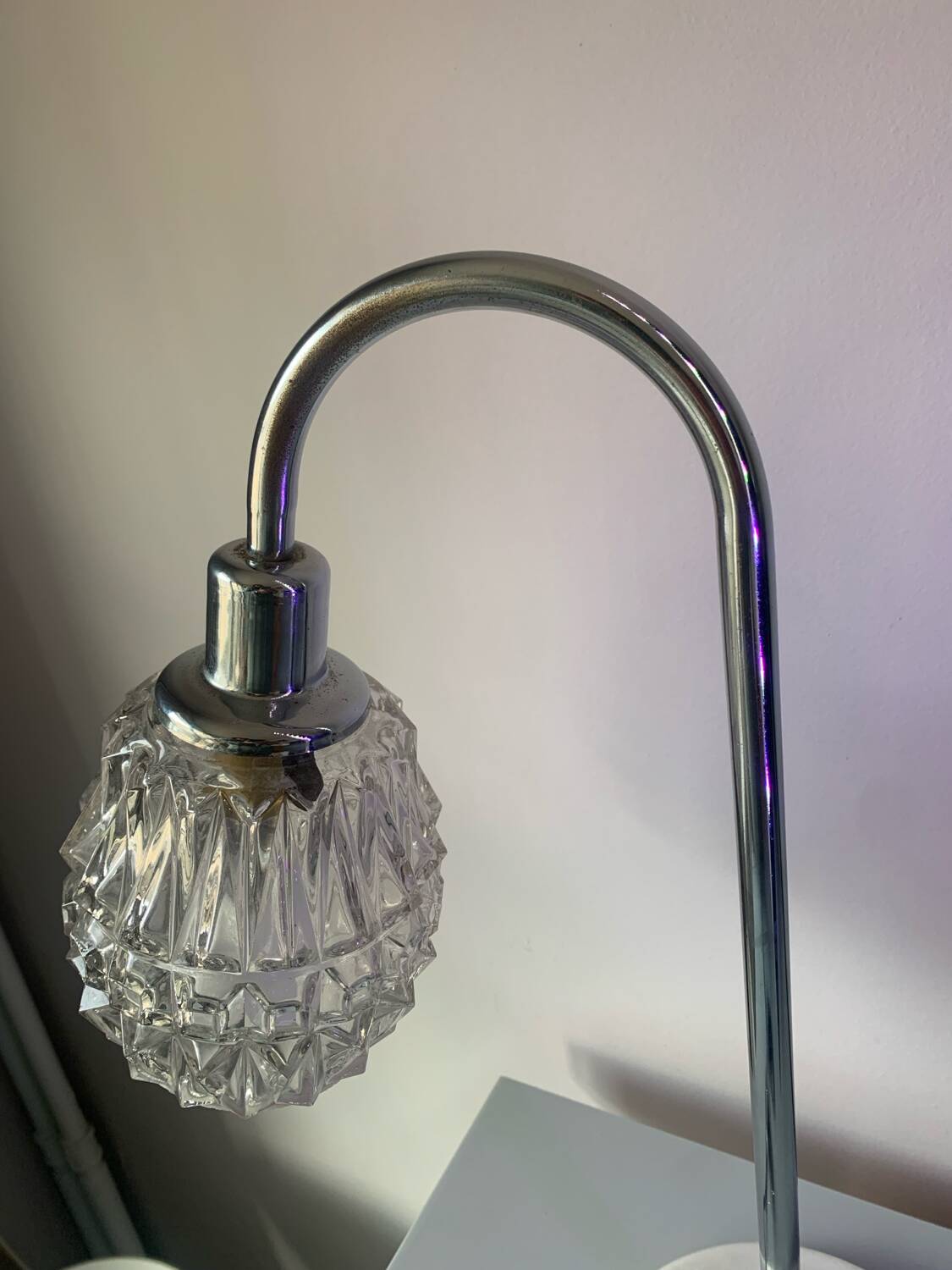 Vintage 70s chrome and marble lamp