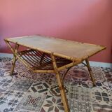 Table basse vintage en rotin
