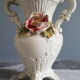 White dabbling vases with capodimonte porcelain floral decoration