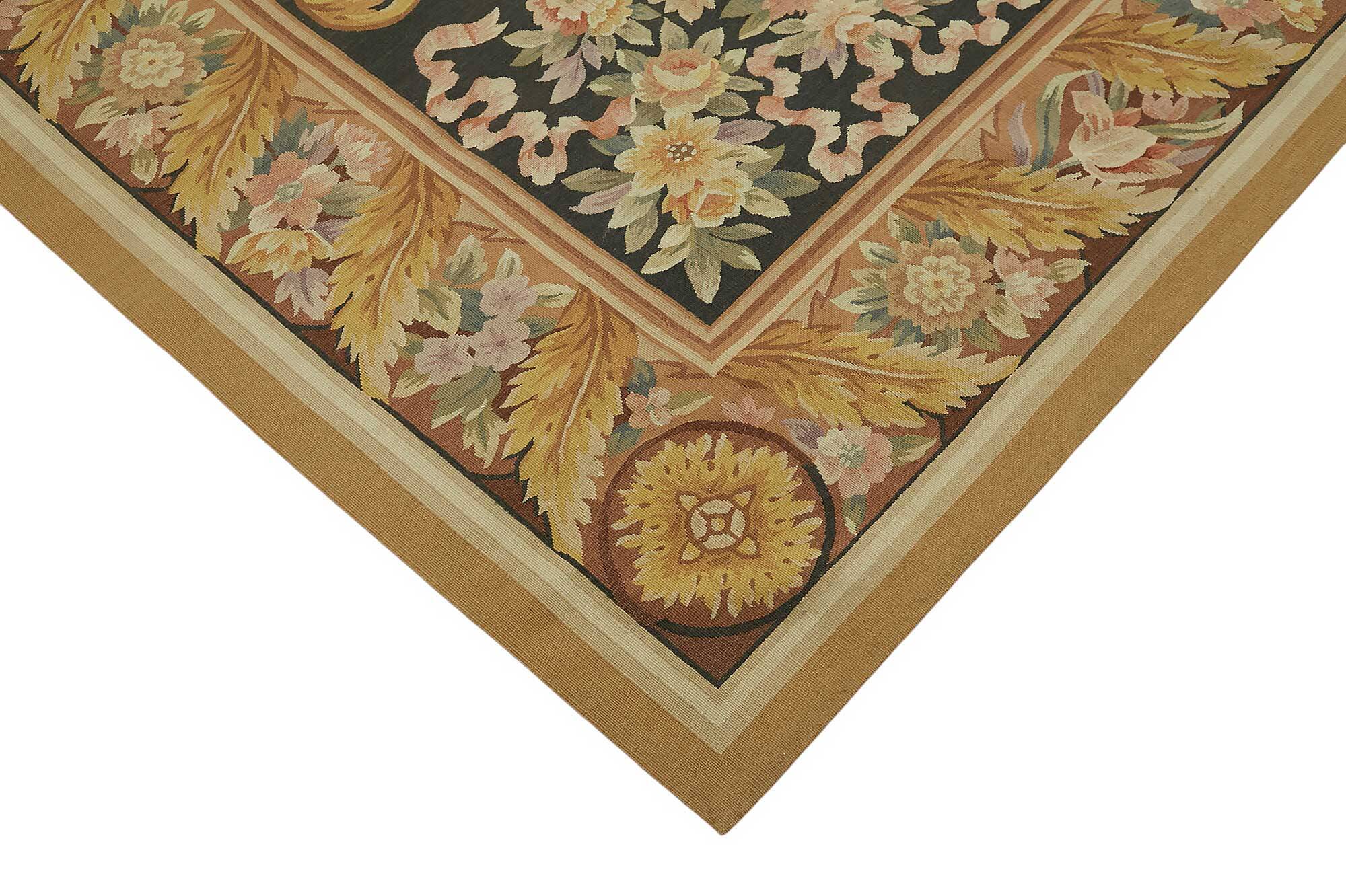 Handmade European Vintage Aubusson Kilim 296 cm x 426 cm