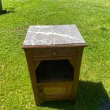 19th century white marble bedside table