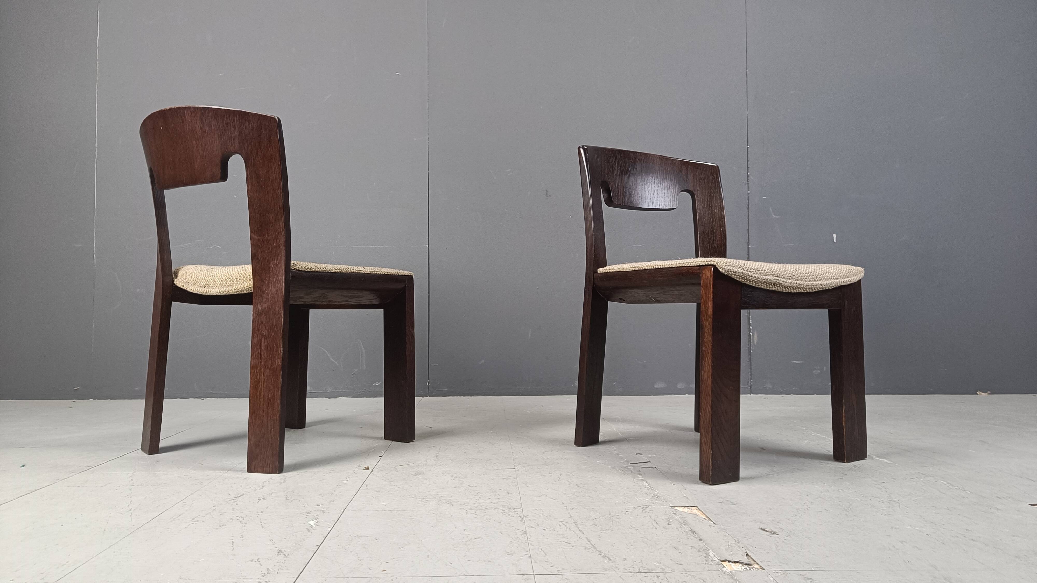 Vintage Brutalist Dining Chairs, Set of 6 - 1970s
