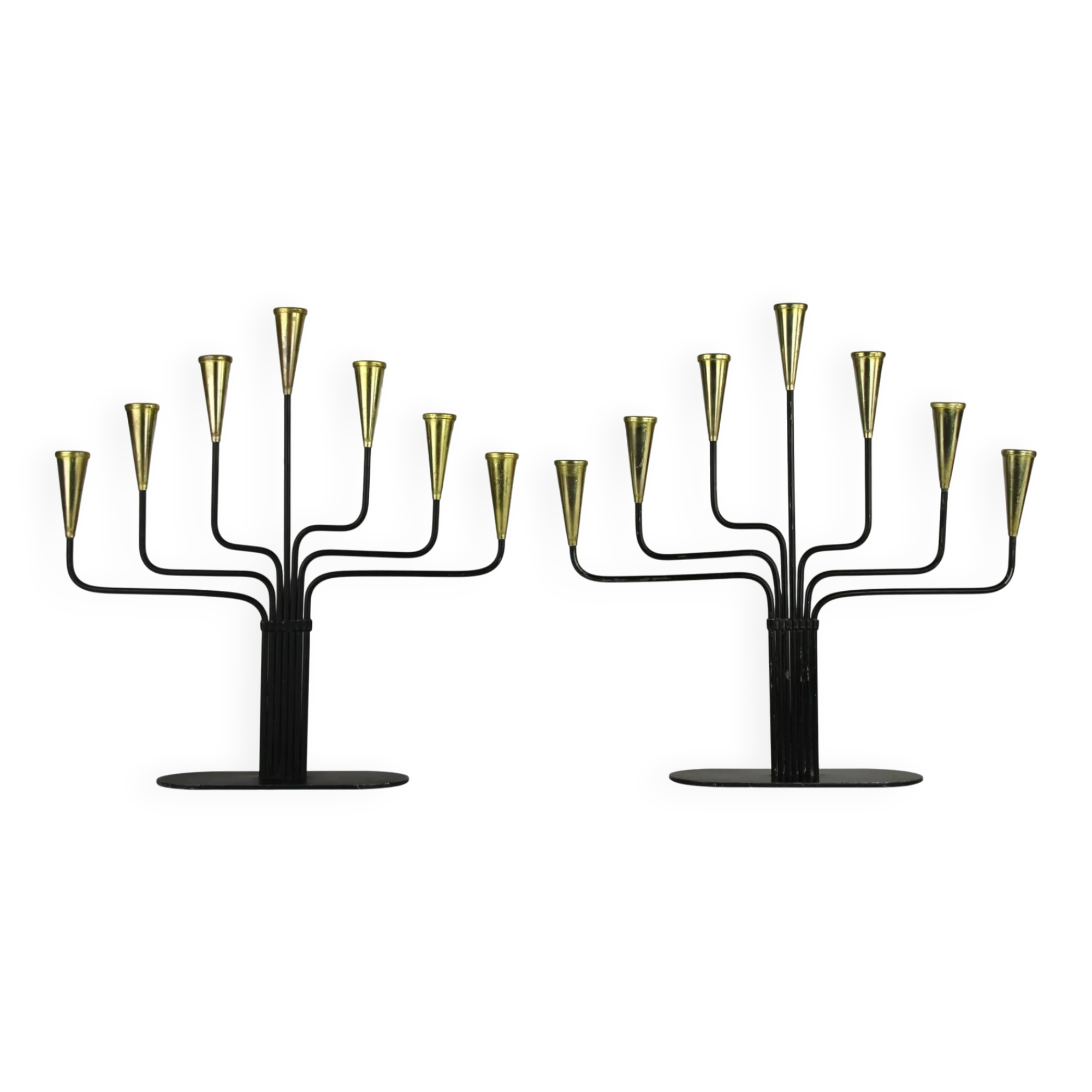 Pair of Seven-Candle Candelabras — Gunnar Ander for Ystad-Metall, Sweden, 1960s