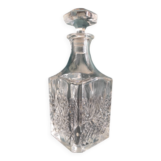 Vintage French cut glass whiskey bottle, cristal D'Arques