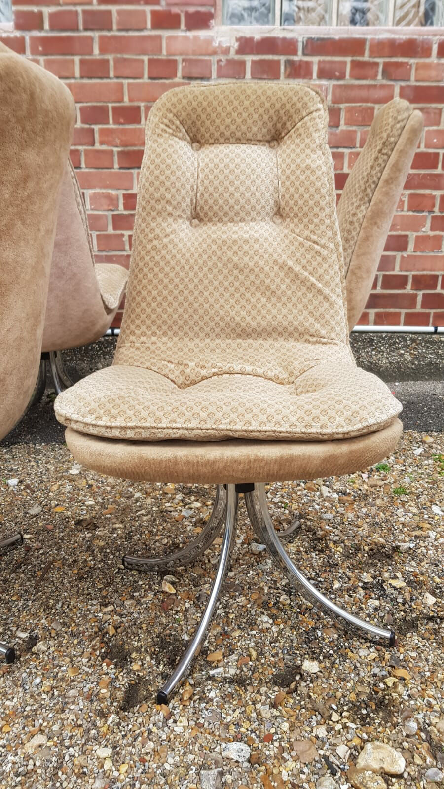 Series of 6 velvet chairs, Gastone Rinaldi 1970