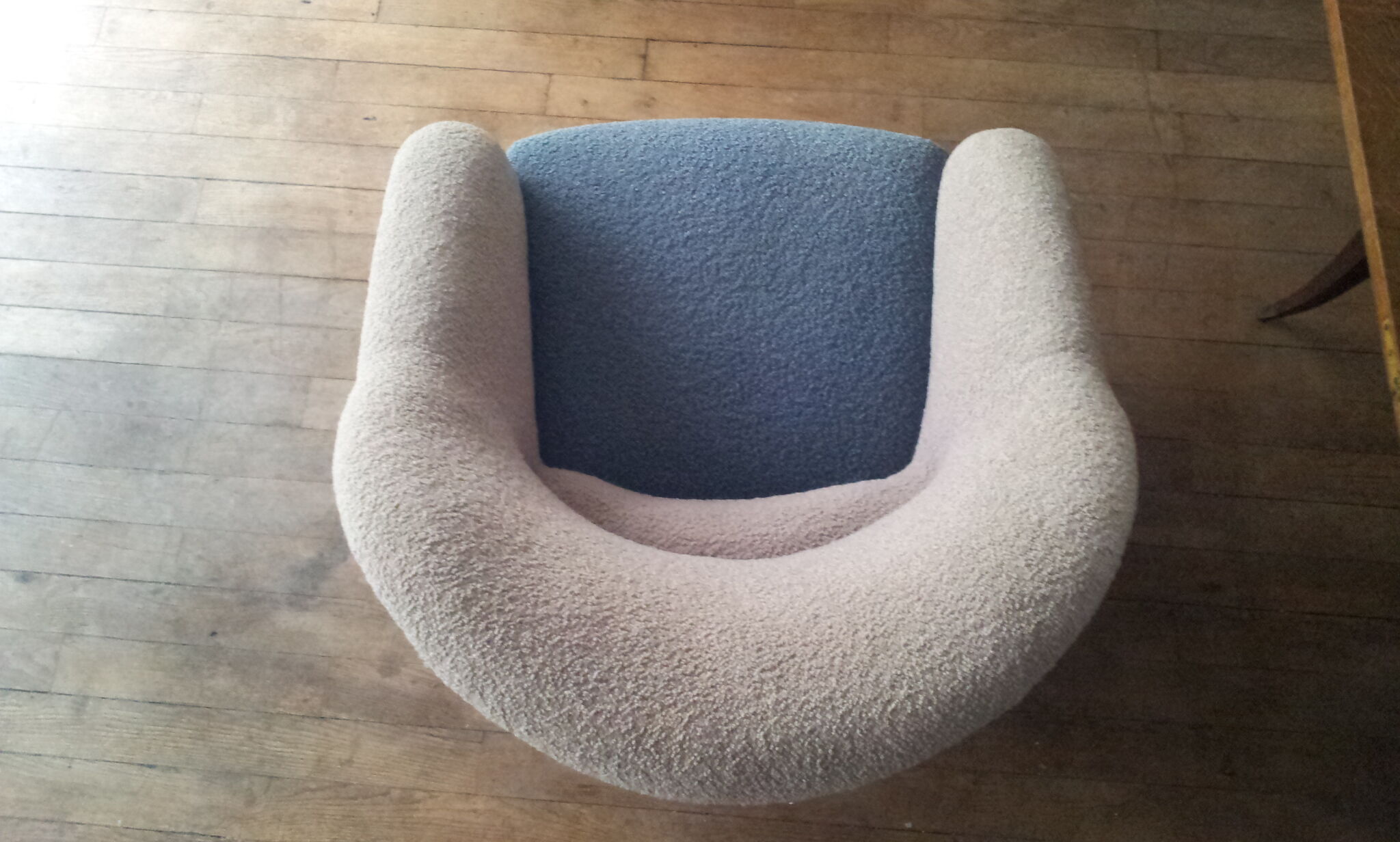 Chair organic 50s Danish blue and beige