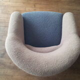 Chair organic 50s Danish blue and beige