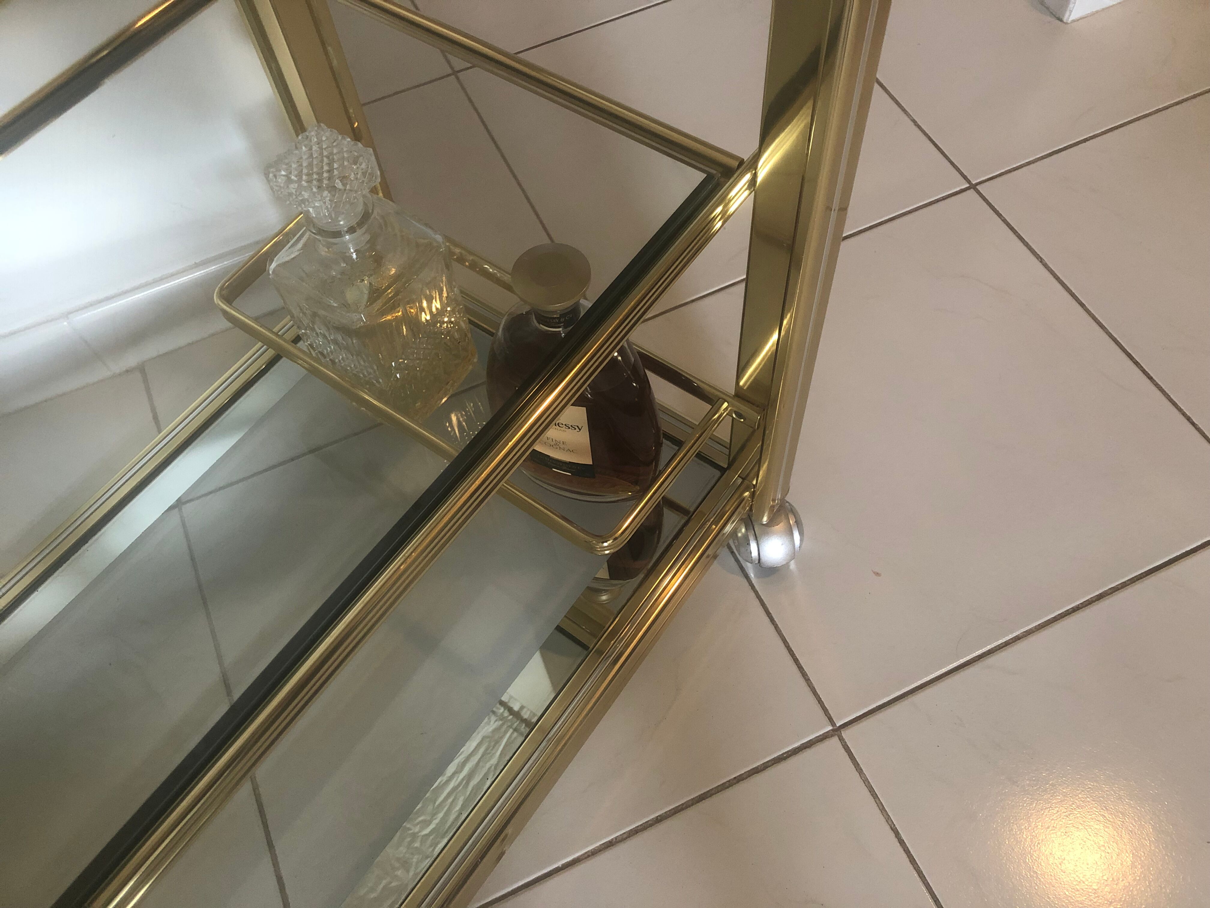 Trolley Hollywood Regency in glass and brass