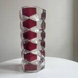 Luminarc vase with burgundy geometric patterns, France 1970