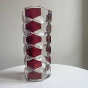 Luminarc vase with burgundy geometric patterns, France 1970