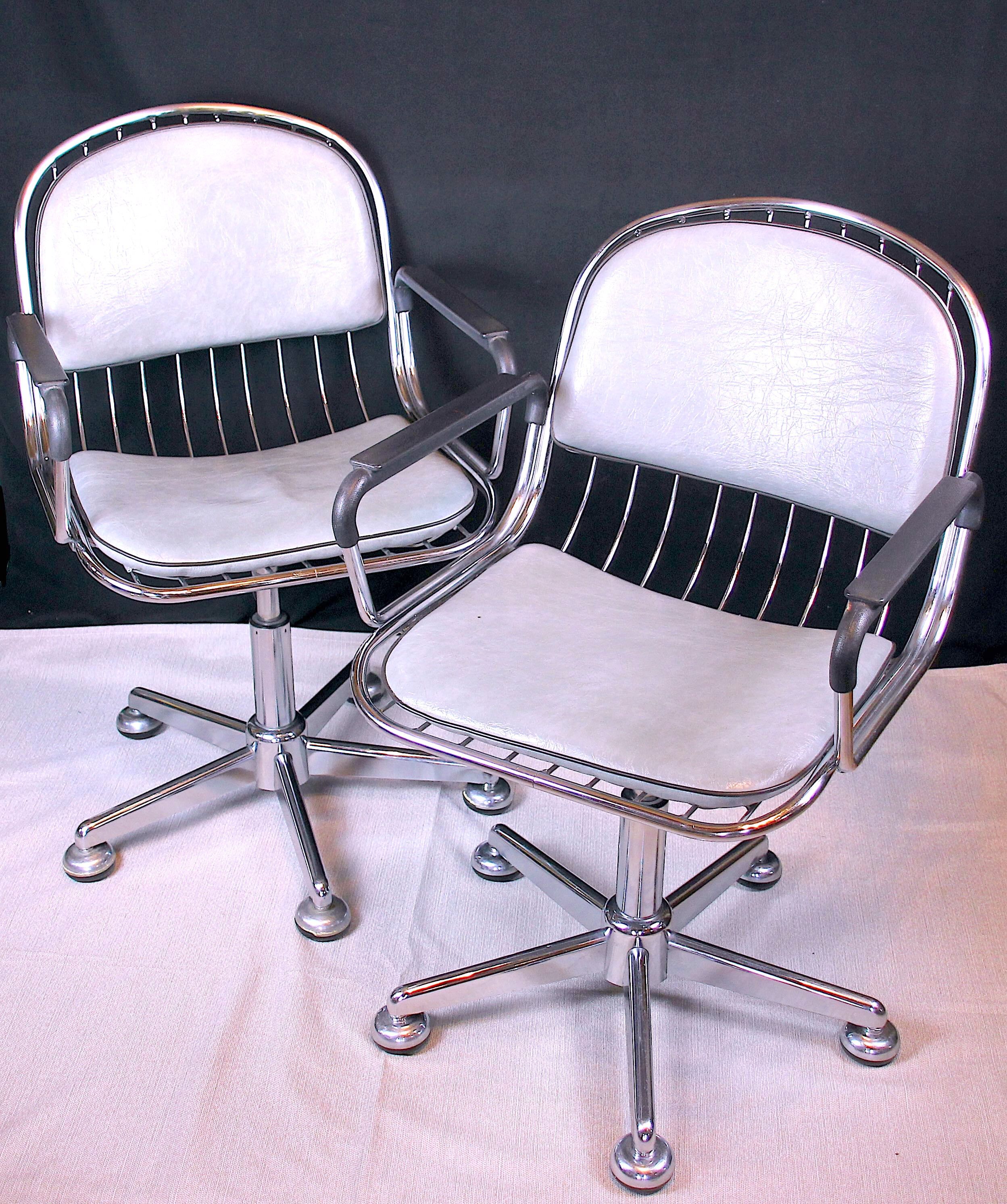 1980s Vintage Molteni and Consonni Metal & Leather Chairs - a Pair