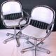 1980s Vintage Molteni and Consonni Metal & Leather Chairs - a Pair