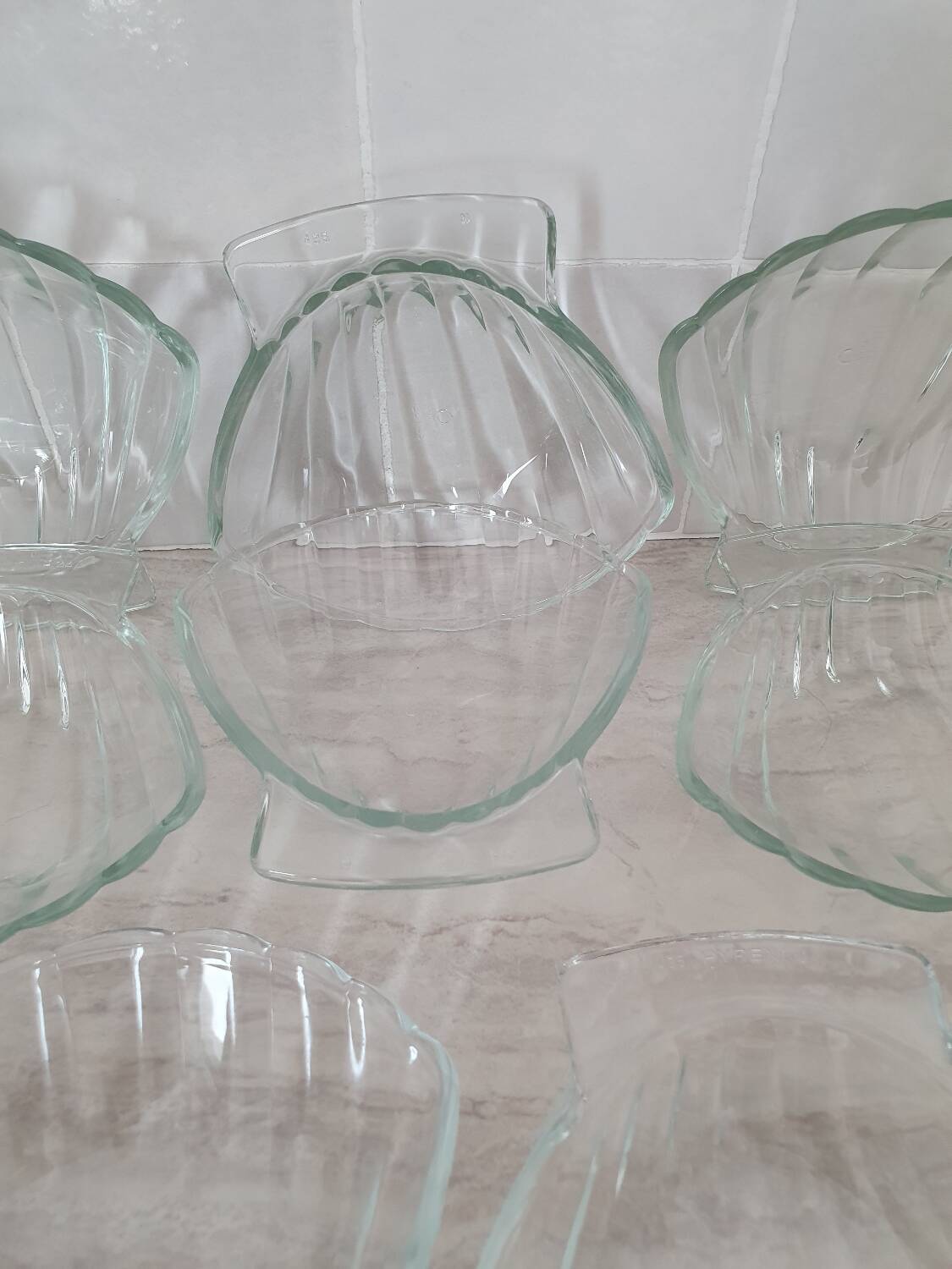 Glass scallop bowls