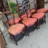 Series of 7 solid walnut chairs circa 1870