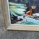 Tableau huile paysage hiver neige village signe H. Paris - Cadre