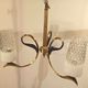 Vintage chandelier 3 burners brass gilded globes opaline glass white striated