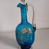 Botella o licorera francesa de cristal azul