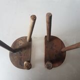 Pair of tripod farm wooden stool