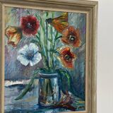 Swedish Oil on Panel – “Flower Still Life” by A. Åslund – Dated 1954