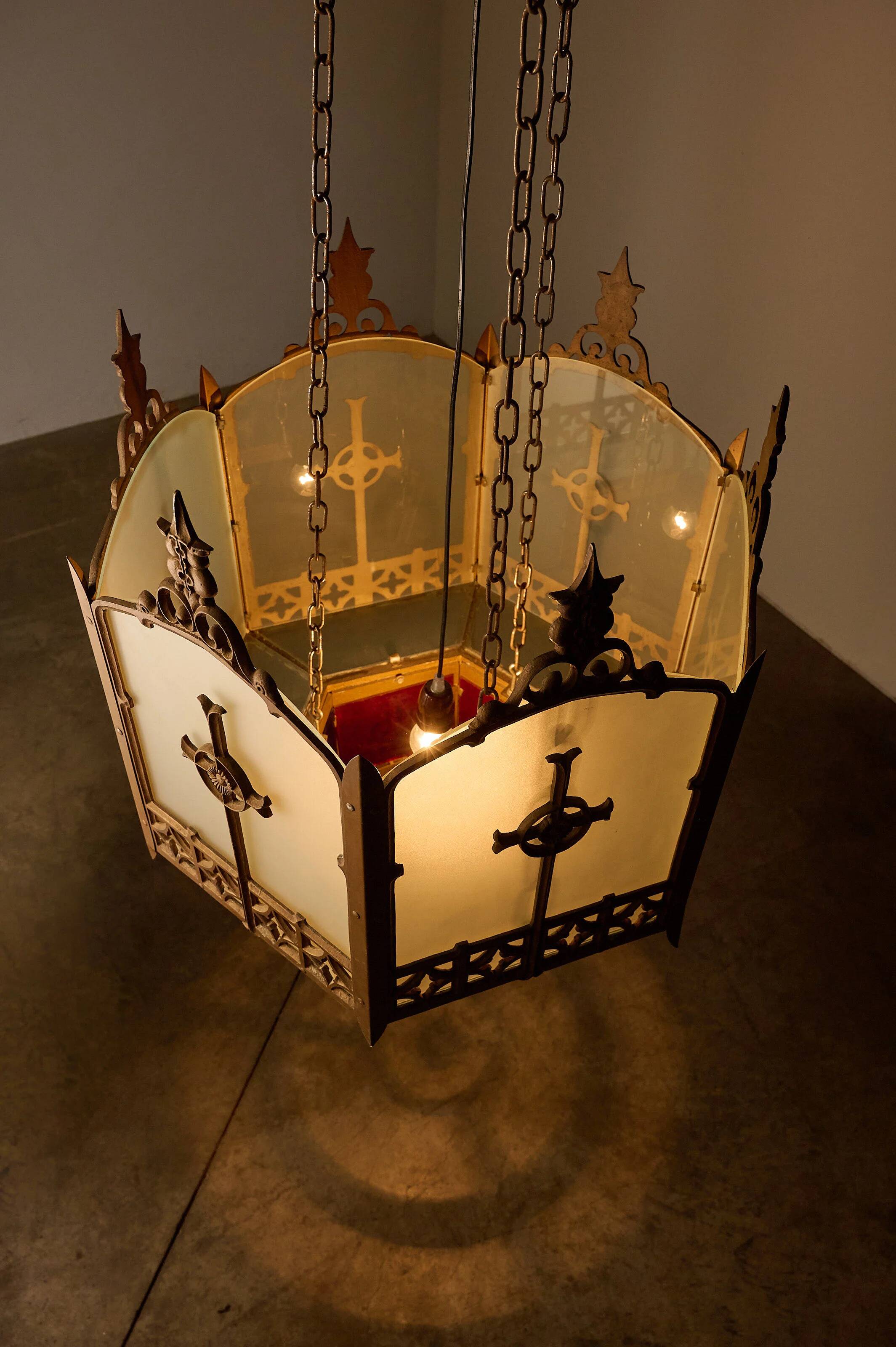Monumental Art Deco Neo-Gothic Church Chandelier