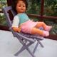 Children's chair in purple patina wood