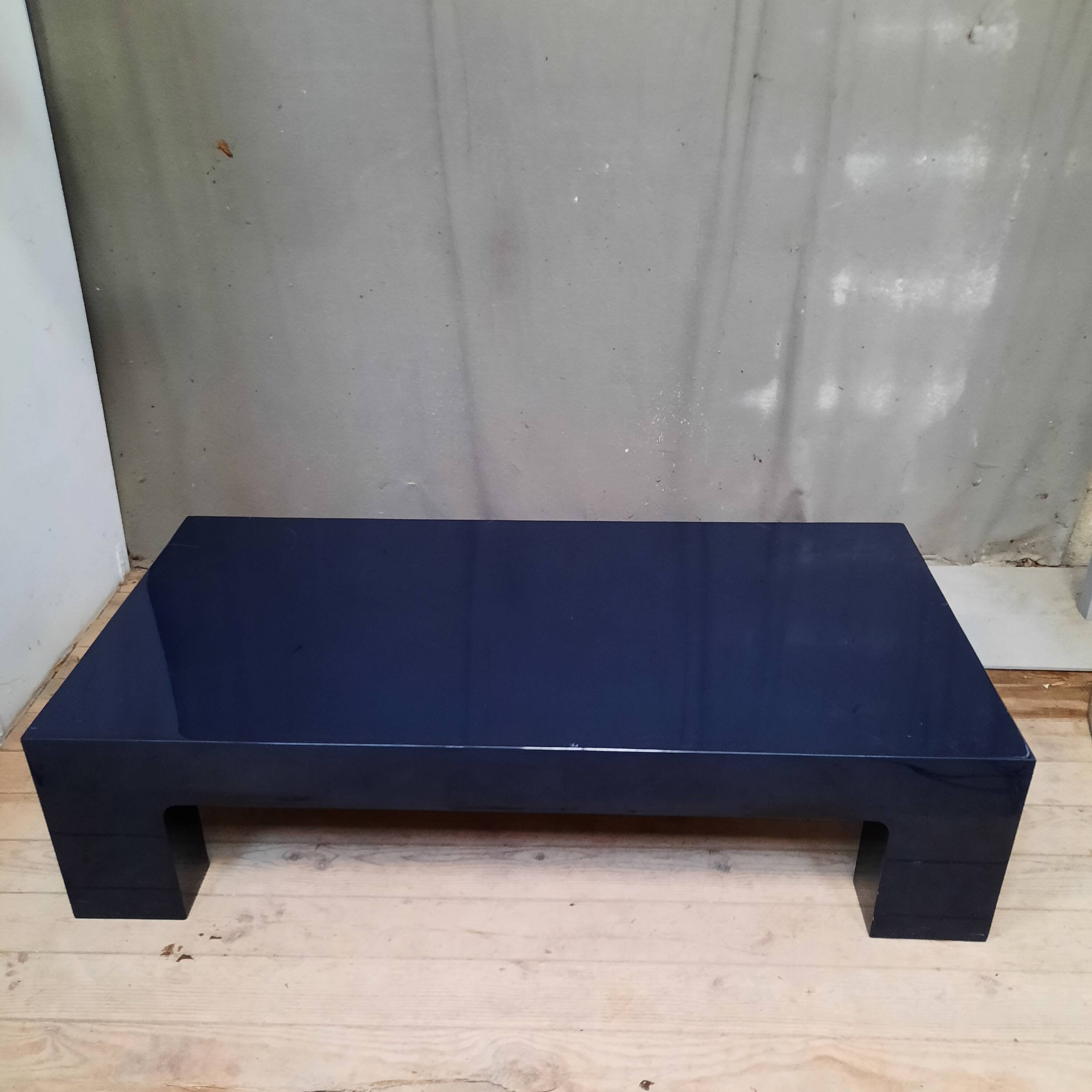 Blue lacquered coffee table