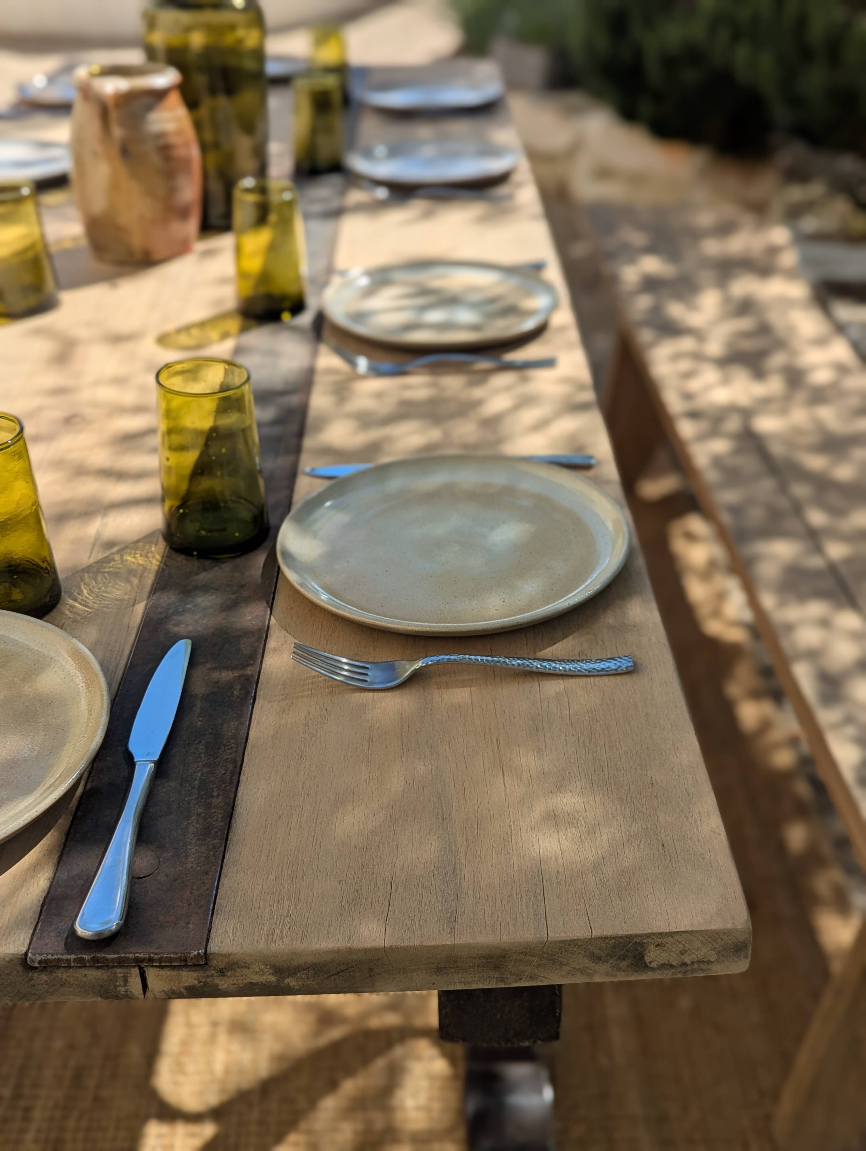 Table set, stools and benches