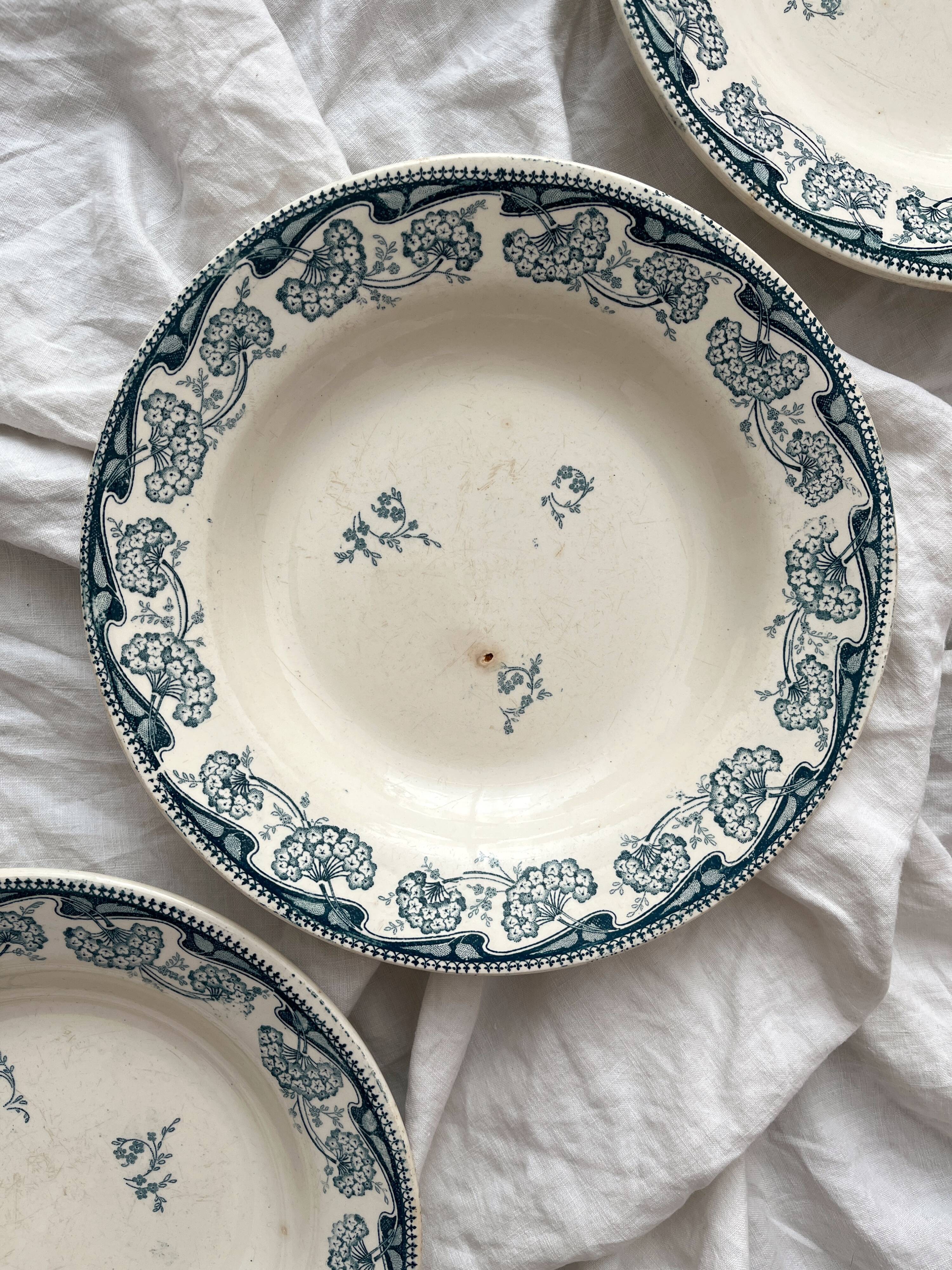 3 ironstone soup plates "Milan" Creil and Montereau
