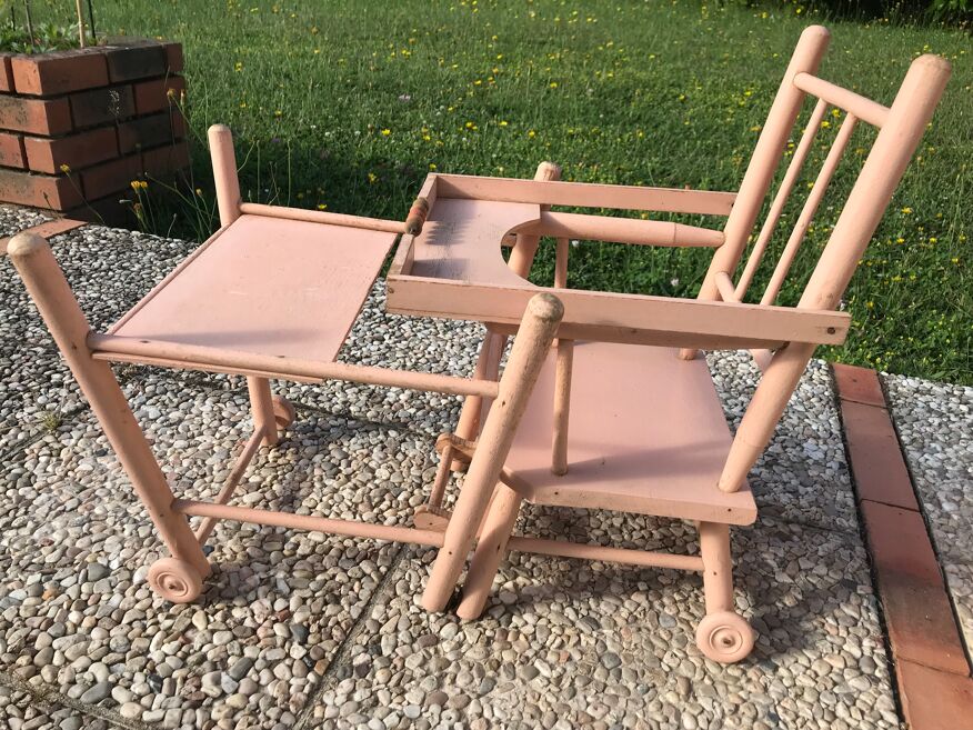 CHAISE HAUTE EN BOIS POUPEE OU POUPON - ANNEES 1950 - BOULIER - 2 POSITIONS  (VOIR 2 SCANS) - HAUTEUR : 75 cm