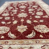 Handmade Wool Red Rug, Floral Oriental Carpet for Living Room 152x100cm