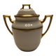 Antique sugar bowl porcelain from Limoges Paroutaud Frères P.P. Greek frieze gold
