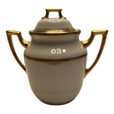 Antique sugar bowl porcelain from Limoges Paroutaud Frères P.P. Greek frieze gold