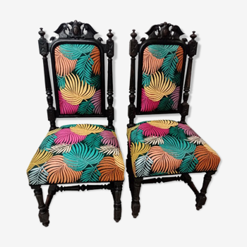 Paire de chaises anciennes style baroques Jungle
